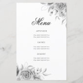 Floral 70th Birthday Program Silver met Menu (Achterkant)