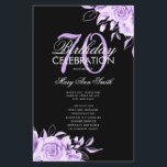 Floral 70th Birthday Programme Paars Black met Men<br><div class="desc">Elegant "Birthday Party Programme"-ontwerp met Floral Arrangement in Paarse met aangepaste tekst.</div>