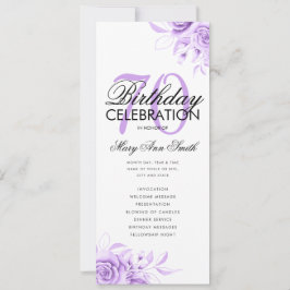 Floral 70th Birthday Programme Paars met Menu Kaart