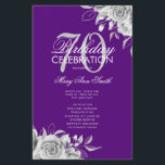 Floral 70th Birthday Programme Silver Paars met Me<br><div class="desc">Elegant ontwerp "Birthday Party Program" met Floral Arrangement in Silver met aangepaste tekst.</div>
