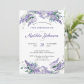 Floral 70th Birthday Wisteria Classy Paars Custom Kaart (Staand voorkant)