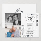 Floral 70th Wedding Jubileum Toen & Nu 2 Foto Kaart (Voorkant / Achterkant)