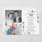 Floral 70th Wedding Jubileum Toen & Nu 2 Foto Kaart (Voorkant)