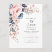 Floral 75th Surprise Birthday Party Botanical Uitnodiging Briefkaart (Voorkant)