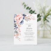 Floral 75th Surprise Birthday Party Botanical Uitnodiging Briefkaart (Staand voorkant)