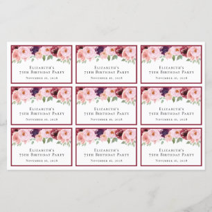 Floral 75th Verjaardag Party Geen geschenken Behui