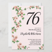 Floral 76e verjaardag uitnodiging in Blush Pink (Voorkant)