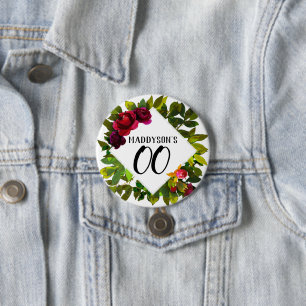 Floral 80e 90e 91e 92e 95e 98e 99e vrouw ronde button 7,6 cm