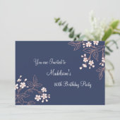 Floral 80e verjaardag van Blue Coral Kaart (Staand voorkant)