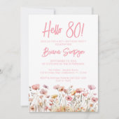 Floral 80e verjaardag van de roze Floral Kaart (Voorkant)