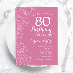 Floral 80e verjaardag van de roze Floral Kaart