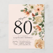 Floral 80th Birthday Budget Invitation Flyer (Voorkant)
