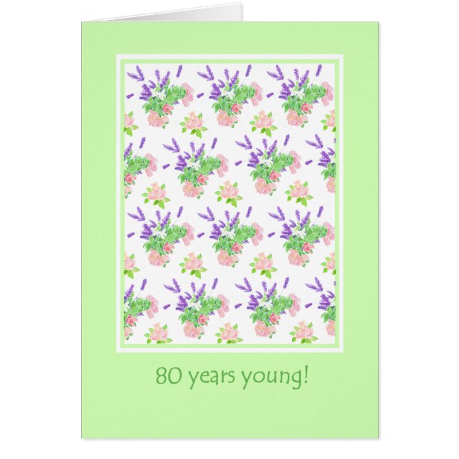  Floral 80th Birthday Greeting (Voorkant)