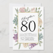 Floral 80th Birthday Invitation Kaart (Voorkant)