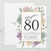 Floral 80th Birthday Invitation Kaart (Voorkant / Achterkant)