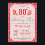 Floral 80th Birthday Invitation Red for Women Kaart<br><div class="desc">Floral 80th Birthday Invitation. Red Floral Flower Patten. Vrouwen,  dame,  meisje-dag. 13e 15e 16e 18e 21e 30e 40e 50e 60e 70e 90e 100e,  Alle leeftijden. Voor verdere aanpassing,  te klikken gelieve de knoop "van de Aanpassing het"en ons ontwerphulpmiddel te gebruiken om deze sjabloon te wijzigen.</div>