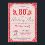 Floral 80th Birthday Invitation Red for Women Kaart<br><div class="desc">Floral 80th Birthday Invitation. Red Floral Flower Patten. Vrouwen,  dame,  meisje-dag. 13e 15e 16e 18e 21e 30e 40e 50e 60e 70e 90e 100e,  Alle leeftijden. Voor verdere aanpassing,  te klikken gelieve de knoop "van de Aanpassing het"en ons ontwerphulpmiddel te gebruiken om deze sjabloon te wijzigen.</div>