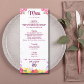 Floral 80th Birthday Menu Kaart Elegant 80 jaar