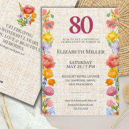 Floral 80th Birthday Party - Elegant Garden Kaart