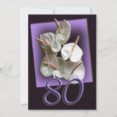 Floral 80th Birthday Party Invitation Kaart (Voorkant)