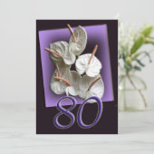 Floral 80th Birthday Party Invitation Kaart (Staand voorkant)