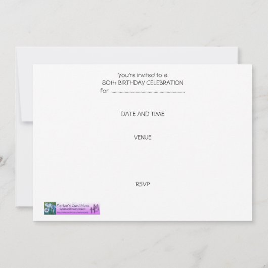 Floral 80th Birthday Party Invitation Kaart (Achterkant)