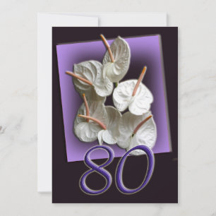 Floral 80th Birthday Party Invitation Kaart