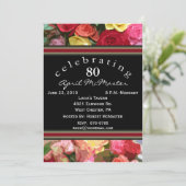 Floral 80th Birthday Party Invitation Kaart (Staand voorkant)