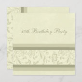 Floral 80th Birthday Party Kaart (Voorkant / Achterkant)