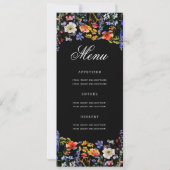 Floral 80th Birthday Party Programma Menu Zwart (Achterkant)