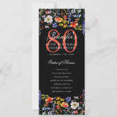 Floral 80th Birthday Party Programma Menu Zwart (Voorkant)