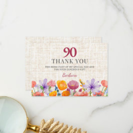 Floral 80th Birthday Thanks - Elegant Garden Party Bedankkaart