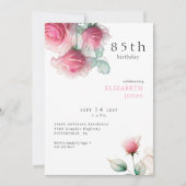 Floral 85th Birthday Party Invitation Kaart (Voorkant)