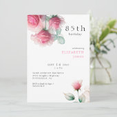 Floral 85th Birthday Party Invitation Kaart (Staand voorkant)