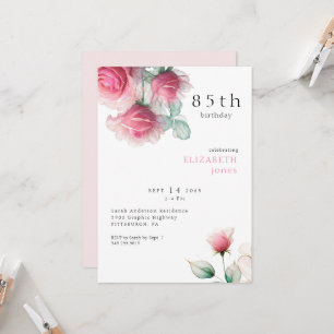 Floral 85th Birthday Party Invitation Kaart