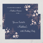 Floral 85th Birthday Party Kaart (Voorkant / Achterkant)