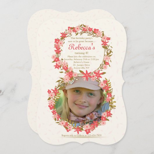 Floral 8 foto uitnodiging (Voorkant / Achterkant)
