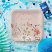 Floral 90ste verjaardag papieren bordje (Feest)