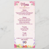 Floral 90ste verjaardagsfeestje - Elegant pastel 9 Menu (Voorkant)
