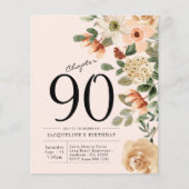 Floral 90th Birthday Budget Invitation Flyer (Voorkant)