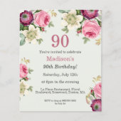 Floral 90th Birthday Invitation (Voorkant)