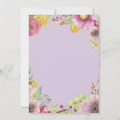 Floral 90th Birthday Invitation for Women Paars Kaart (Achterkant)