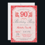 Floral 90th Birthday Invitation Red for Women Kaart<br><div class="desc">Floral 90th Birthday Invitation. Red Floral Flower Patten. Vrouwen,  dame,  meisje-dag. 13e 15e 16e 18e 21e 30e 40e 50e 60e 70e 90e 100e,  Alle leeftijden. Voor verdere aanpassing,  te klikken gelieve de knoop "van de Aanpassing het"en ons ontwerphulpmiddel te gebruiken om deze sjabloon te wijzigen.</div>