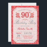 Floral 90th Birthday Invitation Red for Women Kaart<br><div class="desc">Floral 90th Birthday Invitation. Red Floral Flower Patten. Vrouwen,  dame,  meisje-dag. 13e 15e 16e 18e 21e 30e 40e 50e 60e 70e 90e 100e,  Alle leeftijden. Voor verdere aanpassing,  te klikken gelieve de knoop "van de Aanpassing het"en ons ontwerphulpmiddel te gebruiken om deze sjabloon te wijzigen.</div>