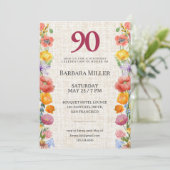 Floral 90th Birthday Party - Elegant Garden Kaart (Staand voorkant)