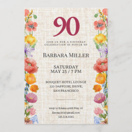 Floral 90th Birthday Party - Elegant Garden Kaart