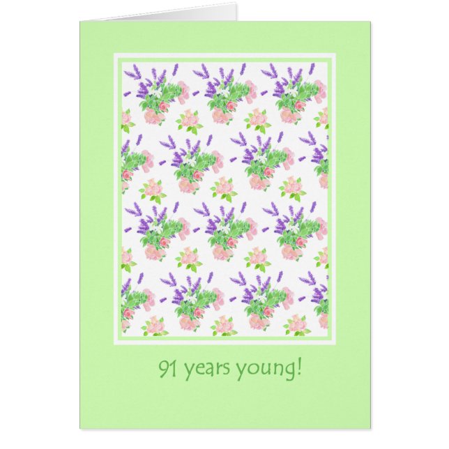  Floral 91st Birthday Greeting (Voorkant)
