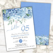 Floral 95th Birthday Blue Hydrangeas Waterverf Kaart