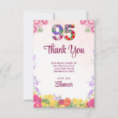Floral 95th Birthday Thanks - Blush Bloom 95 Years Bedankkaart (Voorkant)