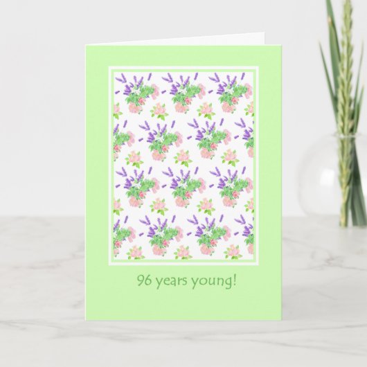  Floral 96th Birthday Greeting Kaart (Voorkant)